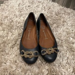 Jeffrey Campbell Black Loafers with Gold Accent